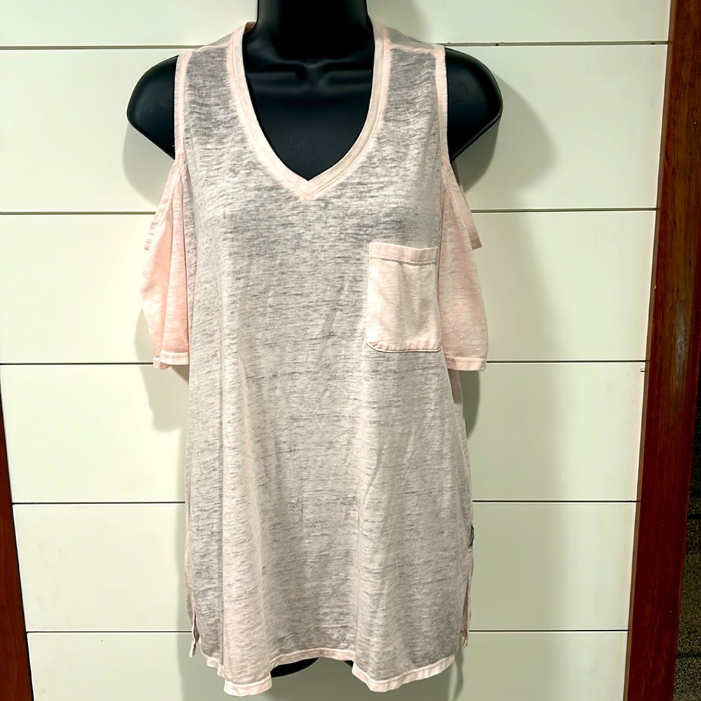 Pink peek a boo tunic top by Seven7 sz S